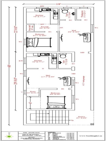 18'0" x 60'0" Rental - 2BHK