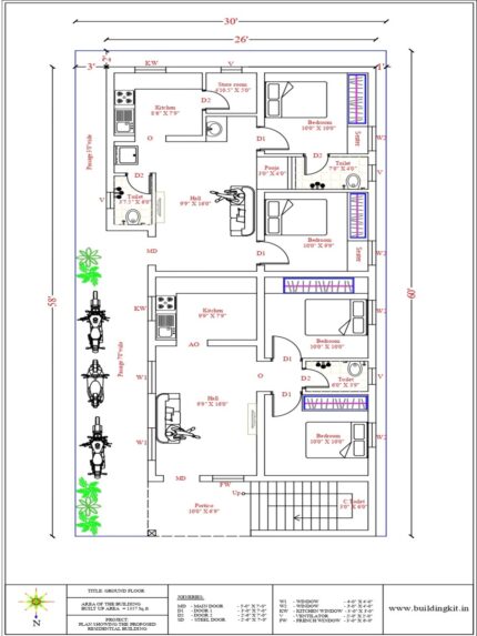 26'0" x 58'0" - Rental - 2BHK