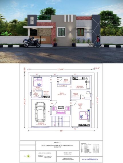 32'6" x 30'3" Sqft (2D+3D)