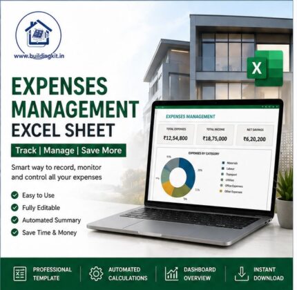 Construction Expenses Management Excel sheet - Full financial control sheet